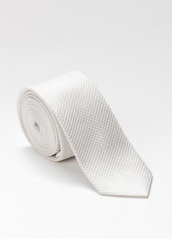 Bílá žakár kravata